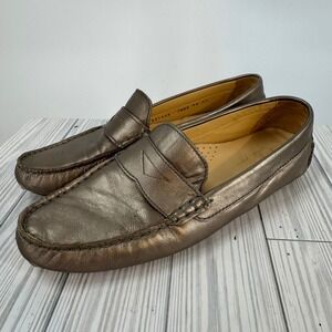 Cole Haan Women's Gold Metallic Leather Penny Loafers Shoes Nike Air Size 7.5‎